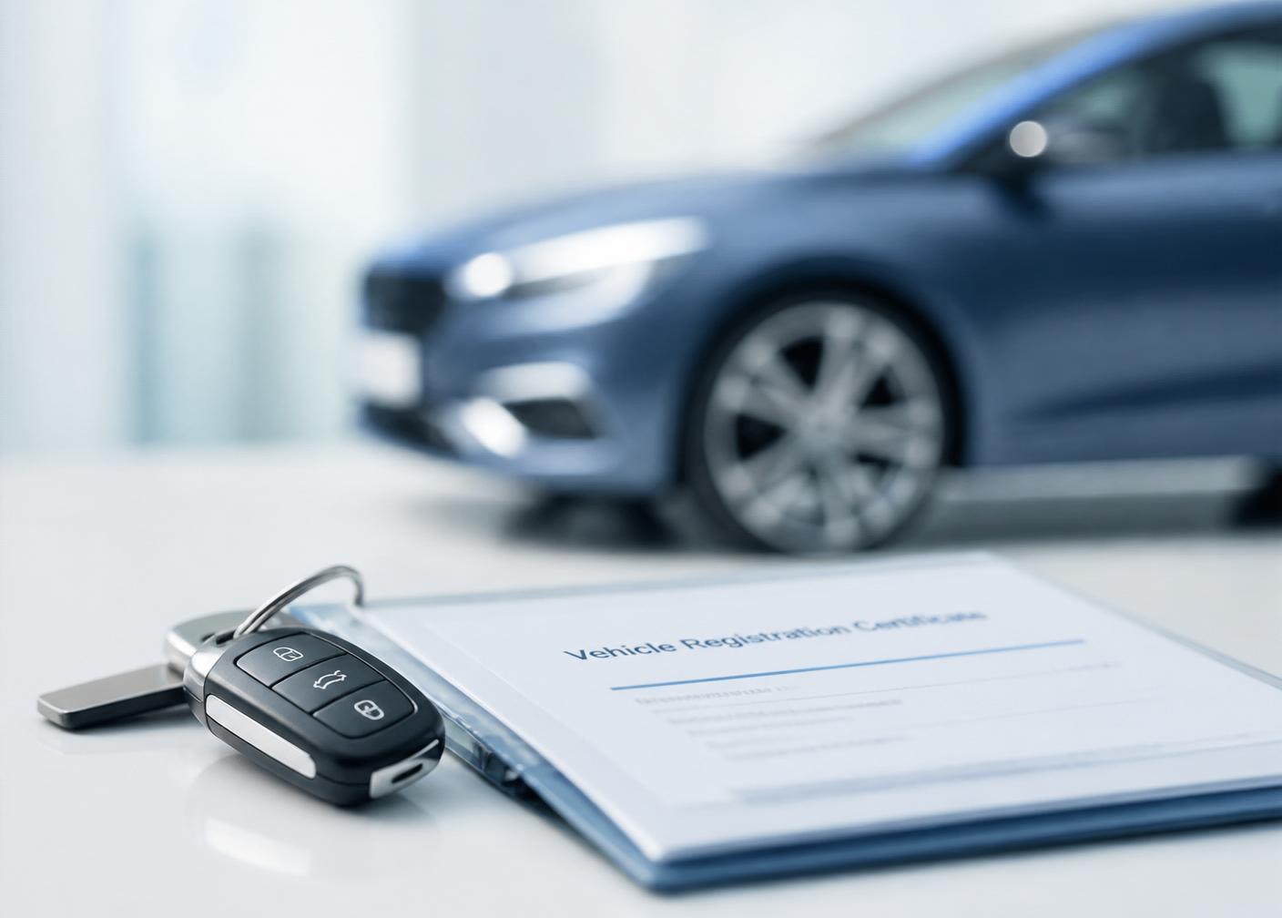 Chiavi dell'auto e documenti di circolazione pronti per il passaggio di proprietà